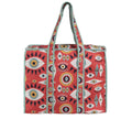 India Circus by Krsnaa Mehta Malocchio Stare Quilted Cotton Tote Bag | Travel Shoulder Bag with Zipper & Pocket | Lightweight Durable & Stylish for Daily Use Shopping & Travel Bag