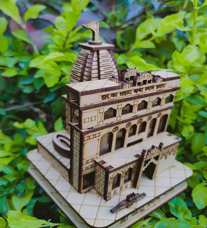 SriMaa Ventures: Khatu Shyam Mandir Large Beautiful Miniature Wooden 3D Model car Dashboard Home Temple Office Table Gift