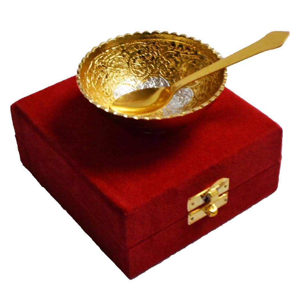 R Ayurveda Copper Handmade Metal Dessert Bowls, 6-Piece, Silver 250 ml