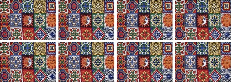 PRAKARTIK BY INDUARTS Sun Moon and Stars Eco-Friendly Cotton Dining Table mats – Reusable, Machine Washable, Everyday Use Red and White Rectangular Placemats, Set of 8 (33x47 cm) Kafalo