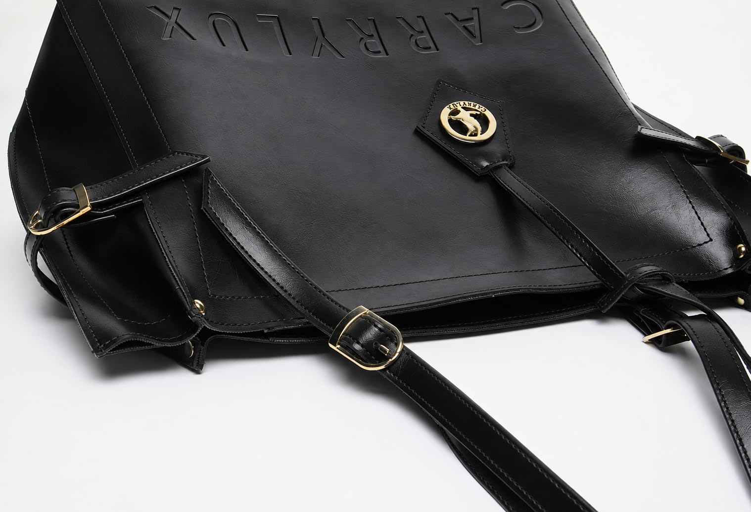 Carrylux Women's Soft PU Tote Bag | Large Single Compartment Shoulder Handbag with Adjustable Strap | Office, College & Casual (T Black)