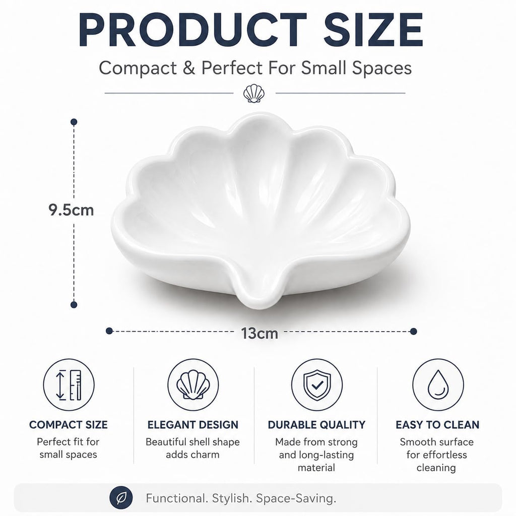 SITSRA Luxury Pink Shell Soap Dish Tray for Bathroom Sink Vanity Counter Decorative Ceramic Soap Holder for Soap Jewelry Keys Sponge Bathroom Accessories Home Decor (3)