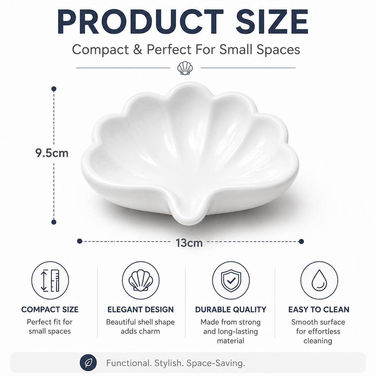 SITSRA Luxury Pink Shell Soap Dish Tray for Bathroom Sink Vanity Counter Decorative Ceramic Soap Holder for Soap Jewelry Keys Sponge Bathroom Accessories Home Decor (3)