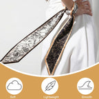 SANNIDHI® Neck Tie Hair Scarf for Women Printed Satin Silk Feel Purse Scarf for Handbags Wrist Styling Accessory for Daily Use Formal Party Office