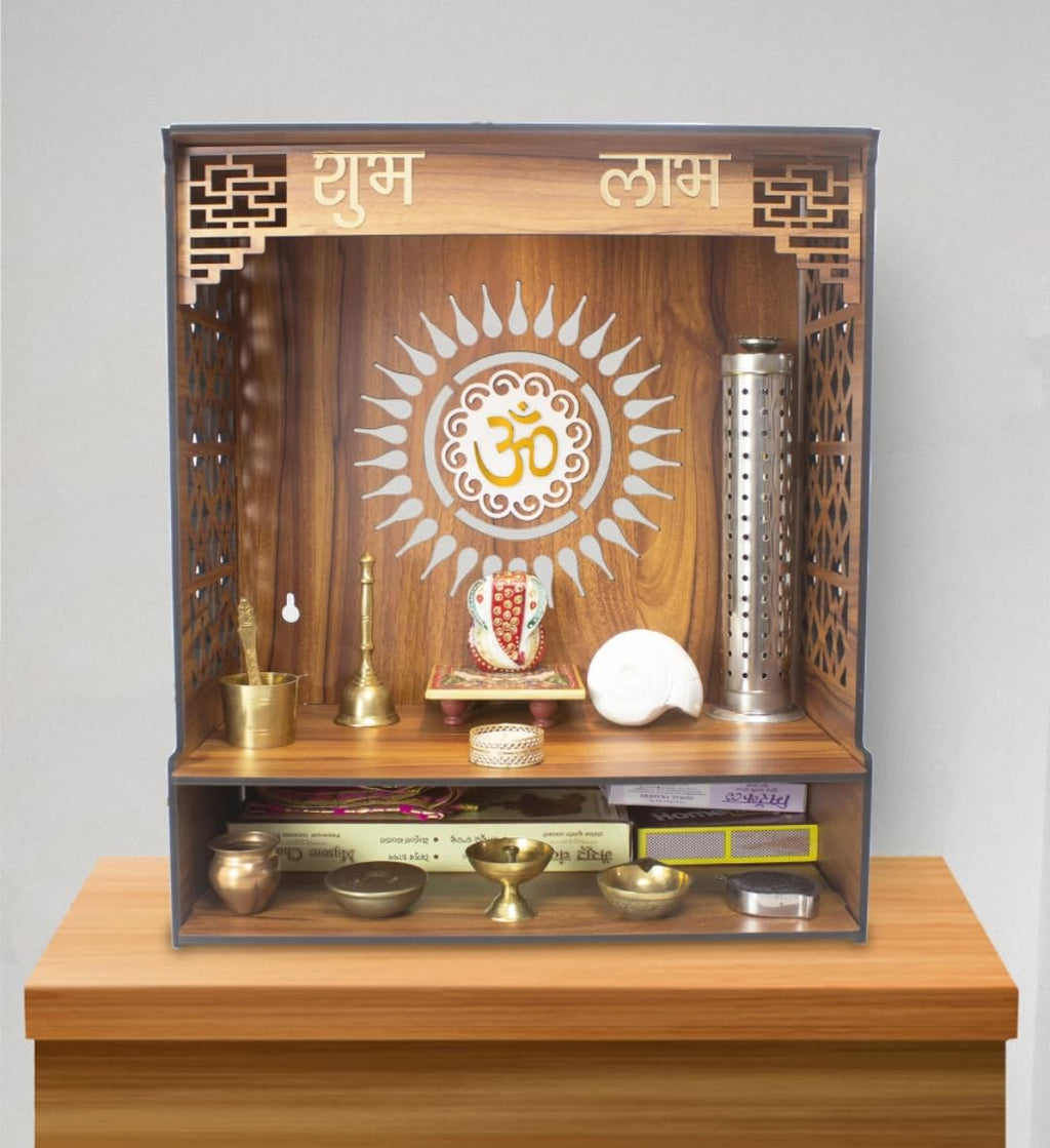 Aquatic Craft Pine Home Temple Pooja Mandir, 20 Cm, 42 Cm, Brown