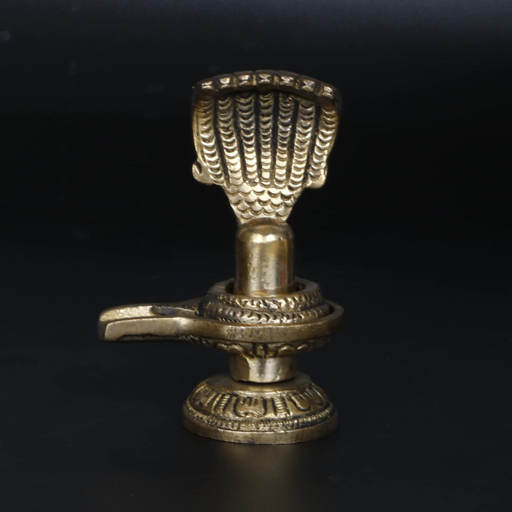 ARTVARKO Brass Shivling with Snake Shiv Lingam Statue Snake Idols of Shiva for Home Temple Puja's Decorative Diwali Vastu Gifts 3 Inch.