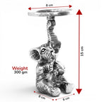 KridayKraft Elephant Candle Holders Set of 2 Pcs- Decorative Cast Aluminum Figurine Pillar Stands - Lucky Elephant Statues for Home Decor, Living Room, Gifting - Raised Trunk Design