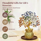 7 Chakra Crystal Tree with Golden Money Bag Base | Natural Gemstone Money Tree for Wealth Prosperity & Positive Energy | Feng Shui Vastu Tree for Home Office Decor & Good Luck Gift