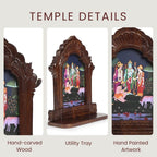 RITUALISTIC Wooden Mandir for Home Wall | Home Temple with Removable Tray | Compact Wooden Mandir for Daily Pooja |Wall Mounted Pooja Stand for Home Décor | Dimension 11.5 x 4 x 14 inches | Ram Darbar