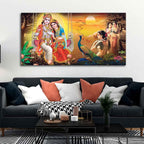VIBECRAFTS Canvas Paintings for Living Room Drawing Room Canvas Wall Painting of Radhe Shyam in Forest for Homedecore|Office|Gift|Livingroom|Bedroom(PTVCH_2395)(48 x 24 Inches)