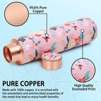 MERCAPE Pure Copper Water Bottle 900 ml with Floral Printed Design | Jointless Construction | Leak-Resistant Screw Cap | Reusable Copper Bottle for Home, Office, Gym, Travel & Daily Use