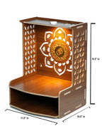 PIXELCRAFTS Wooden Temple Puja Mandir Art and Craft Temple for Home Shop Office with LED SPOT Light. (Size – H 15.5X L 11.5 x W 10.5 inch)