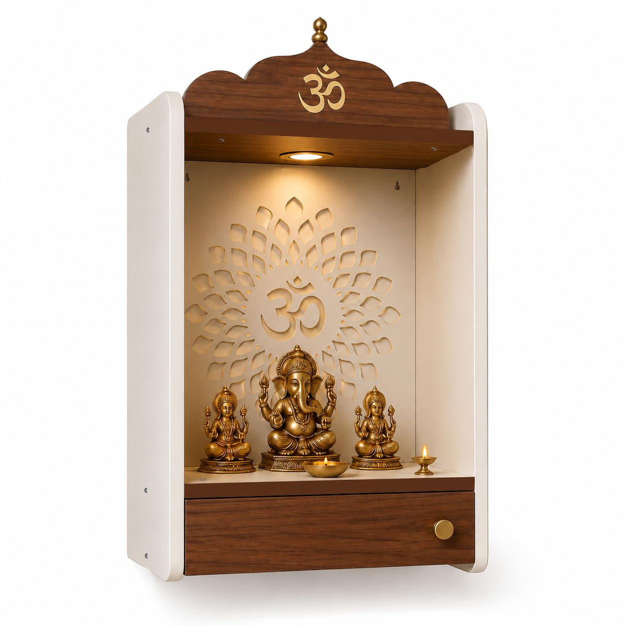 Crosscut Wooden wall Hanging mandir, Temple for Home and Office Pooja