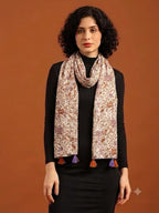 tweedle Pure Cotton Summer Scarf for Women,soft, Printed, Breathable Stole for Sun and Wind Protection - Vrem/Brown