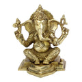 Svarup Brass Sitting Ganesha Idol in Gold Color Height 7 Inch Weight 3 Kg