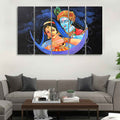 VIBECRAFTS Radha Krishna Canvas Wall Painting Set of Five Pieces For Home|Office|Living Room|Gift (PTVC5Pcs4_8698)