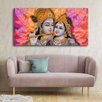 VIBECRAFTS Canvas Paintings for Living Room Drawing Room Divine Radha Krishna Canvas Wall Painting Fitted with Wooden Frame for Home|Office|Gift(PTVCH_2242)