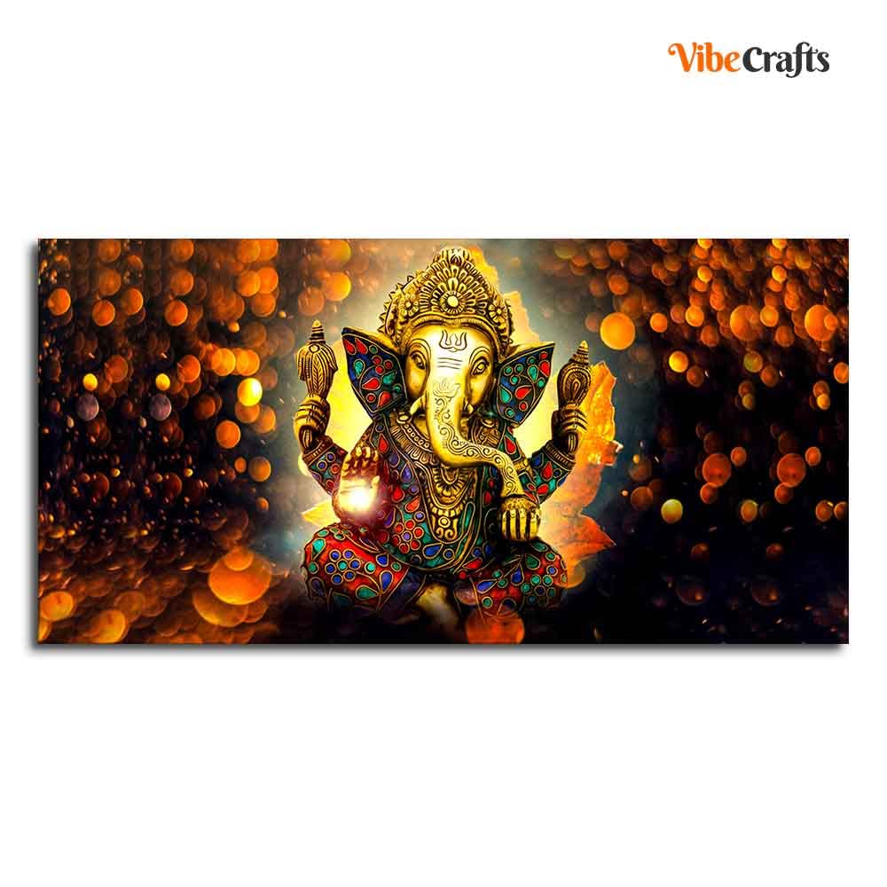 VIBECRAFTS Canvas Paintings for Living Room Drawing Room Ganesha Canvas Wall Painting for Home|Office|Gift(PTVCH_2367NV)