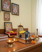 Festive Passion Wooden Shri Kedarnath Dham 3D Temple Model, Handcrafted Miniature Mandir, Spiritual Home Decor, Baba Kedarnath Temple Replica, Car Dashboard, Home & Office, Gift Item