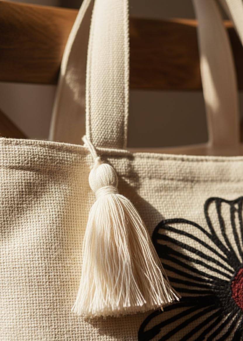 OLL OO LA LA BEAUTY Canvas Tote Bag for Women | Tote Bag | Pinterest Shoulder Bag | Cotton Shoulder Bag | Boho Tote Bags | Casual Daily Use Handbag for Office, College, Shopping & Travel - DGSN-04