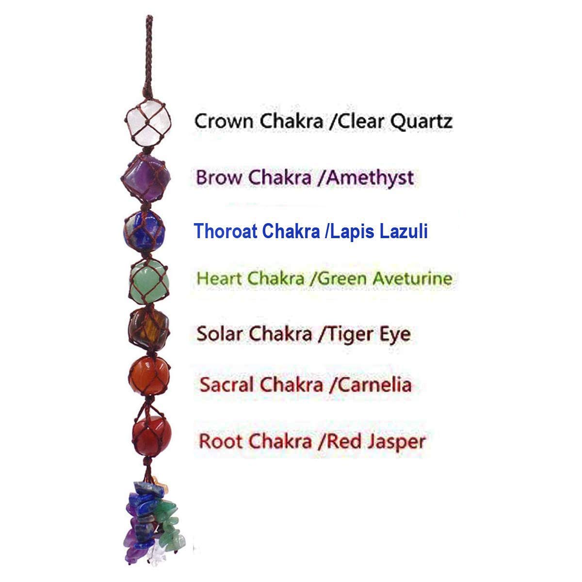 Seven Chakra Tumble Crystal Hanging | Healing Crystals for Chakra Balancing & Clarity | Vastu Decorative Items for Home Decor Living Room | Wall Hanging for Main Door Entrance & Balcony
