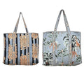 Yda fashion Handmade Quilted Cotton Tote Bag – Large Travel Shoulder Bag with Pockets, Lightweight & Durable – Stylish Printed Handbag for Daily uses (Pack of 2) (Multicolor9)