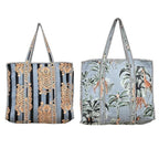Yda fashion Handmade Quilted Cotton Tote Bag – Large Travel Shoulder Bag with Pockets, Lightweight & Durable – Stylish Printed Handbag for Daily uses (Pack of 2) (Multicolor9)