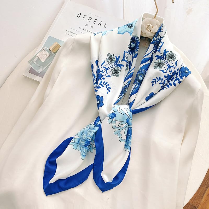 CrossKulture Printed Poly Silken feel Scarf Stole for Women | Stylish, Soft, & Lightweight | Satin Feel Neck, Hair & Head Scarf for Women | Square Silk Stole for Handbag (Colour47)