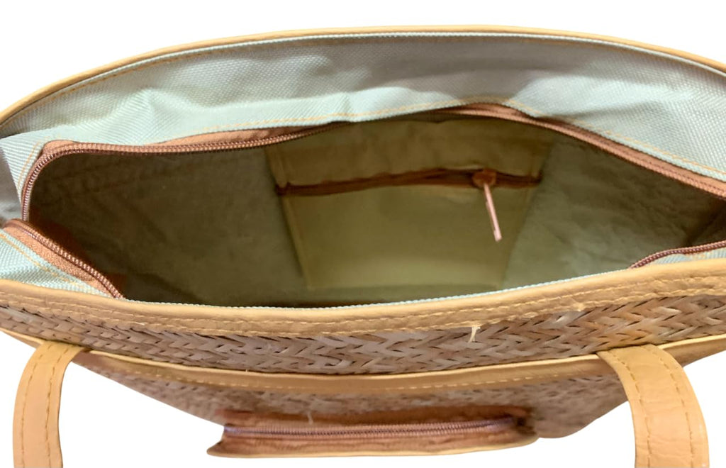 Awesome Assam Handicrafts Collection- Sitalpatti (Cane) Large Size Multipurpose Tote Bag for Women, 29cm W x 36cm H x 8cm Depth (Maximum Expanded)
