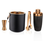 Steren Impex | Stainless Steel 4 Piece Copper (PVD Coated) Bar Set for Drink/Gift, Double Wall - Ice Bucket, Tong, Peg Measure & Cocktail Shaker