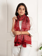 RAI SAHAB Women's Cotton Hand Block Printed Casual Stoles/Scarf(ST-64RED10)