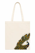 Kai Pai Co Cotton Tote Bag for Women, Indian Folk Art Prints, Casual Daily Use, Reusable Shoulder Bag,14 X 16 Inches - Madhubani, Kalamkari, Return Gifts (Ornate Peacock - Kalamkari)