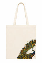 Kai Pai Co Cotton Tote Bag for Women, Indian Folk Art Prints, Casual Daily Use, Reusable Shoulder Bag,14 X 16 Inches - Madhubani, Kalamkari, Return Gifts (Ornate Peacock - Kalamkari)