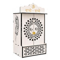 Venlay Wood Premium Wooden Home Mandir with Openable Doors & Storage Drawer - Walnut Brown Finish Pooja Ghar Featuring Silver Radhe-Radhe & Om Accents - Compact Wall Hanging & Desktop Temple (White)