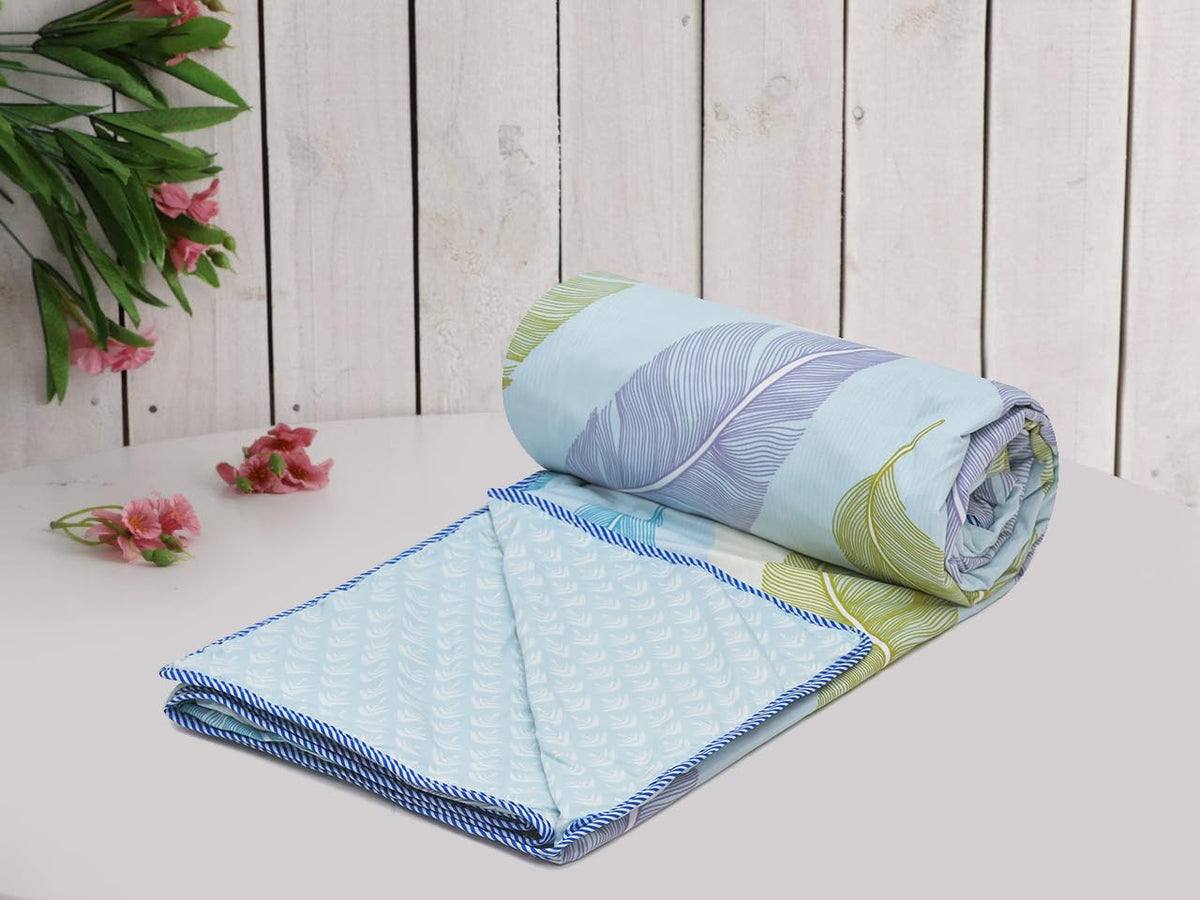 A Brand New - Umi Super Soft Brushed Microfiber Cotton 3 Layer Breathable Single Dohar Lightweight Summer Blanket Dohar 57X87(Inches) 144X220(CM) Flannel Dohar Throws for Bed (Blue Patti) Kafalo