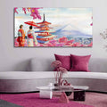 VIBECRAFTS Canvas Paintings for Living Room Drawing Room Women In Kimono Canvas Wall Painting Fitted With Wooden Frame For Home | Office | Living Room | Gifts (PTVCH_2549)(48 x 24 Inches)