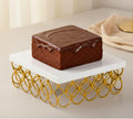 DSH Metal Cake Stand Gold and White 10 Inch Multipurpose Display Stand for Birthday and Wedding Party Suitable for 2 Pound Cake.