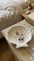 TREETRUNK® Handmade Concrete Shell Trinket Tray | White | Shell Shaped | Jewellery/Makeup/Table Organizer | Home Decor | Candle Tray | Multipurpose (9.5×9.5cm)