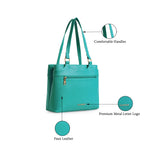 Caprese Jessica Medium Solid Tote Bag for Women|Stylish, Durable, Multi-Compartment Design for Work, Travel, Shopping |Comfortable Straps Shoulder Bag, Ideal for Laptop & Essentials (Blue)