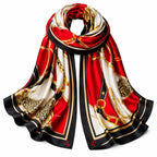 SWANKY Silk Stoles For Women Stylish Latest, Scarf for ladies & Girls, Head Neck Scarves, duppatta for girls (Red & Cream)