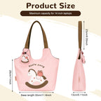 PALAY Tote Bag for Woman Pink Canvas Apple Pony Polka Dots Women Handbags