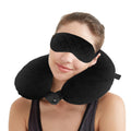 Amfs Store Neck Travel Neck Pillow/Eye mask Ear Buds Neck Rest | Travel in Aeroplane | Car | Train | Bus, for Men and Women set of 3 Pack of 1