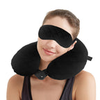 Amfs Store Neck Travel Neck Pillow/Eye mask Ear Buds Neck Rest | Travel in Aeroplane | Car | Train | Bus, for Men and Women set of 3 Pack of 1