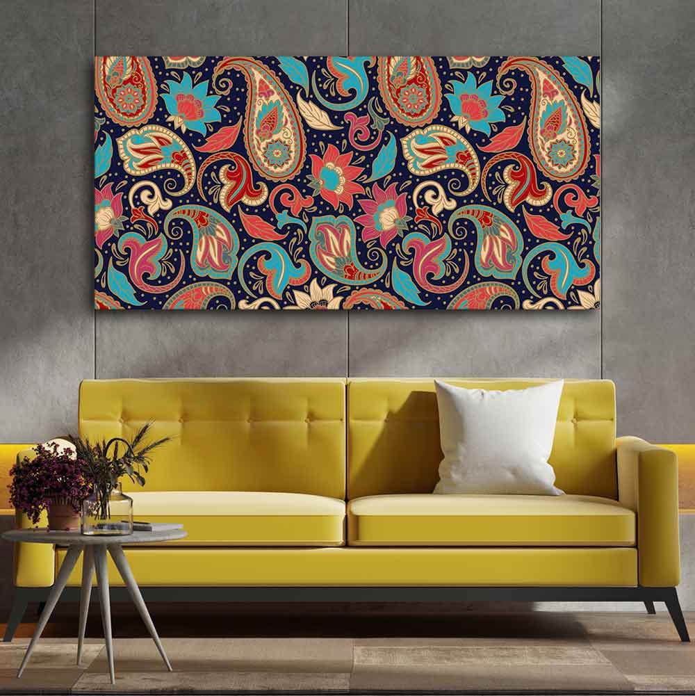 VIBECRAFTS Canvas Paintings for Living Room Drawing Room Floral Madhubani Art Canvas Wall Painting Fitted With Wooden Frame for Home | Office | Gift (PTVCH_2414)