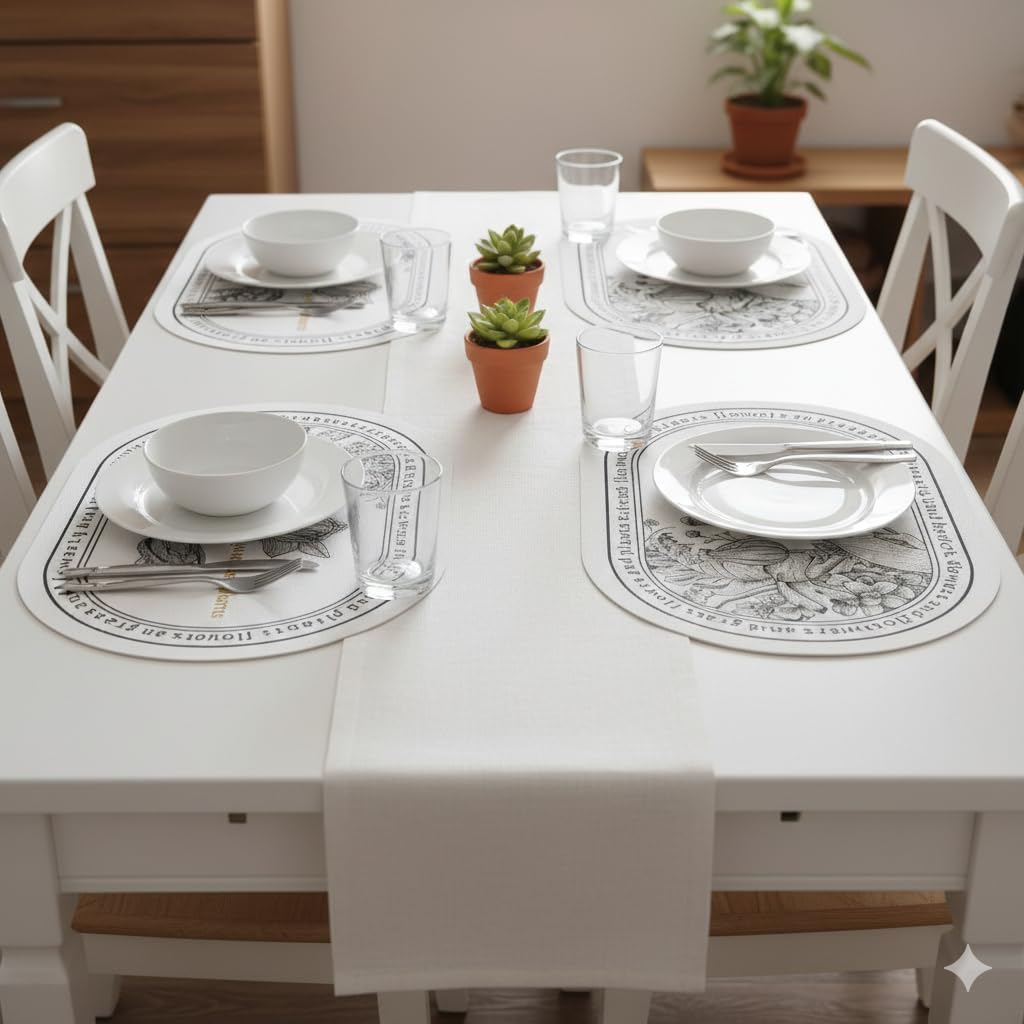 TheTableTales Placemats Pack of 4, Premium Waterproof Heat Resistant Dining Table Mats | Washable PU Leather Mats for Dinner | Non Slip Pad for Home Kitchen Restaurant (45 x 30 cm, Tulip Charm) Kafalo