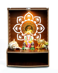 PIXELCRAFTS Wooden Temple Puja Mandir Art and Craft Temple for Home Shop Office with LED SPOT Light. (Size – H 15.5X L 11.5 x W 10.5 inch)