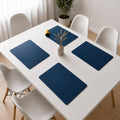The Table Tales Premium Double-Sided PU Leather Placemat Set of 4 | Reversible Waterproof Heat Resistant Table Mats | Kitchen Dining Accessories | 45 x 30 cm (Navy Blue & Yellow) Kafalo