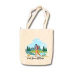snapiq COTTON 350 GSM Canvas Tote Bag for Women and Girls Thick Fabric with Zipper (Beige, Hike Girl)