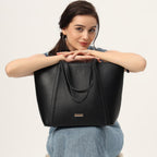 The Gusto AZA - Premium Vegan Leather Tote Bag for Women with Grained Texture | Medium Size Stylish Hand Bag/Shoulder Bag, Fits upto 14 Laptop