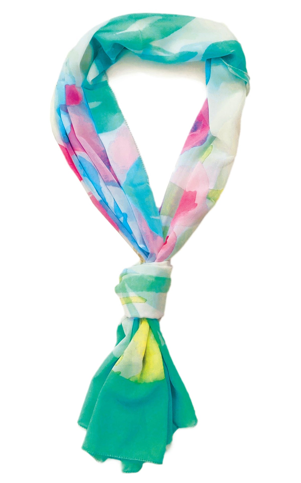 ONE ECHELON Georgette Women's Lightweight Long Scarf (Vibrant Watercolor)